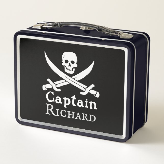 Personalised Pirate Captain Metal Lunchbox (Back)