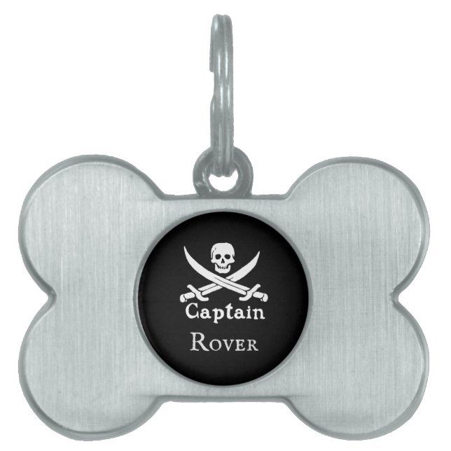 Personalised Pirate Captain Pet ID Tag (Front)