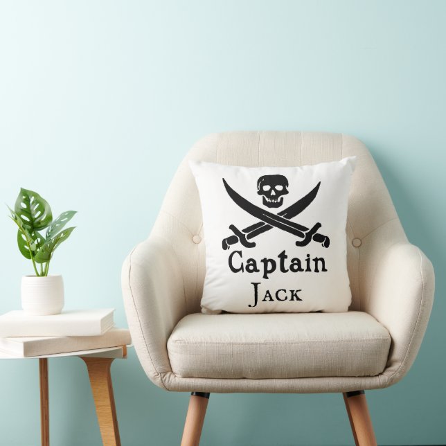 Personalised Pirate Captain Throw Pillow (Chair)