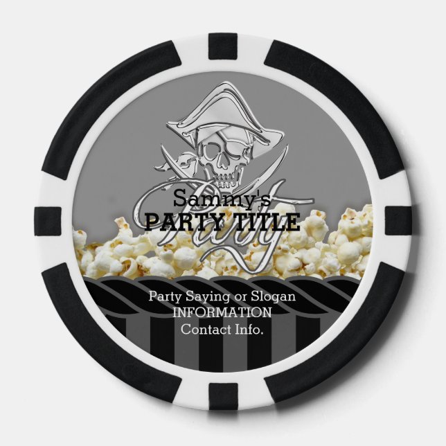 Personalised Pirate Day Party Poker Chips (Front)
