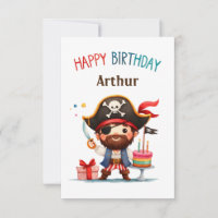Personalised Pirate Happy Birthday Card