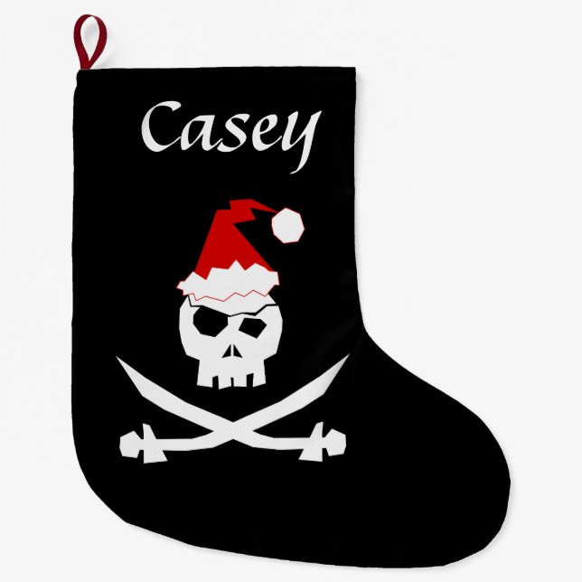 Personalised Pirate Santa Large Christmas Stocking (Front)