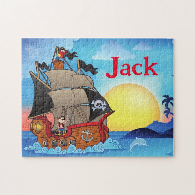 Personalised Pirate Ship Child Name Puzzle  (Horizontal)