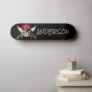 Personalised Pirate Ship Skull Skateboard