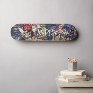 Personalised Pirate Ship Skull Skateboard