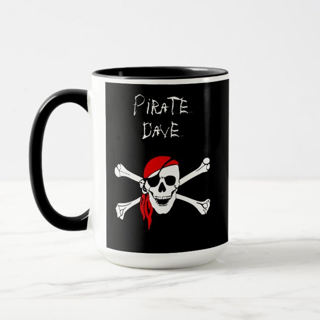Personalised Pirate Skull Crossbones Coffee Mug (Left)