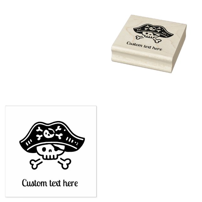 Personalised Pirate Skull  Rubber Stamp (Stamped)