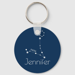 Personalised Pisces Zodiac Constellation Key Ring