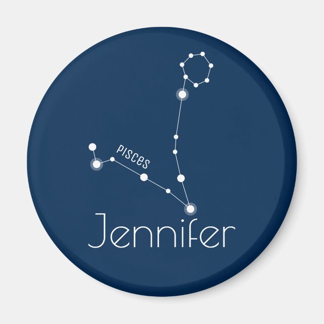 Personalised Pisces Zodiac Constellation Magnet (Front)