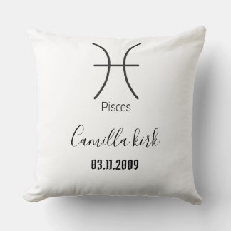 Personalised Pisces  zodiac symbol Throw Pillow