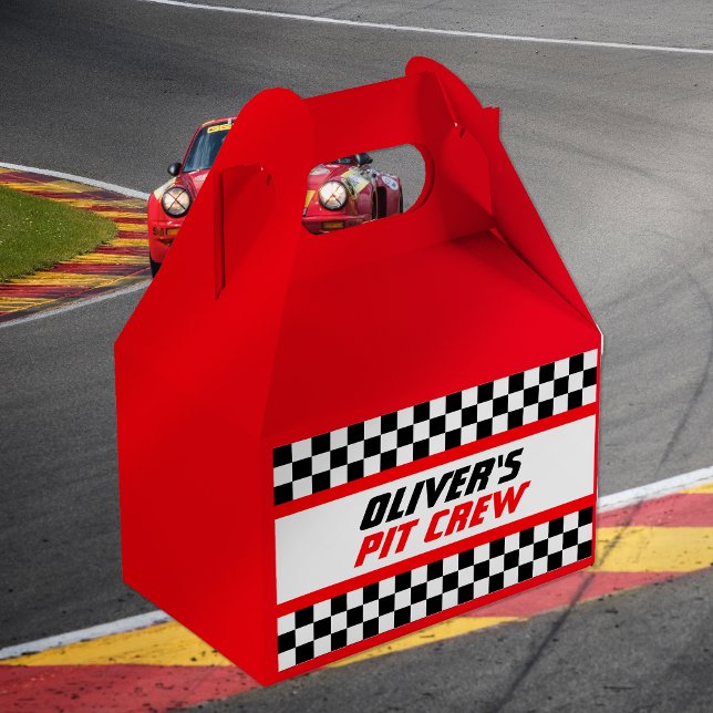 Personalised Pit Crew Chequered Flag Party Favour Box (Creator Uploaded)