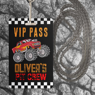 Personalised Pit Crew Monster Truck VIP Pass ID Badge
