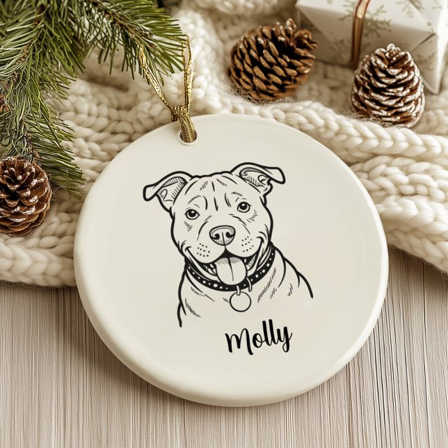 Personalised Pitbull Dog Christmas Ceramic Tree Decoration (Creator Uploaded)