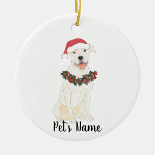 Personalised Pitbull Staffy (White) Ceramic Tree Decoration