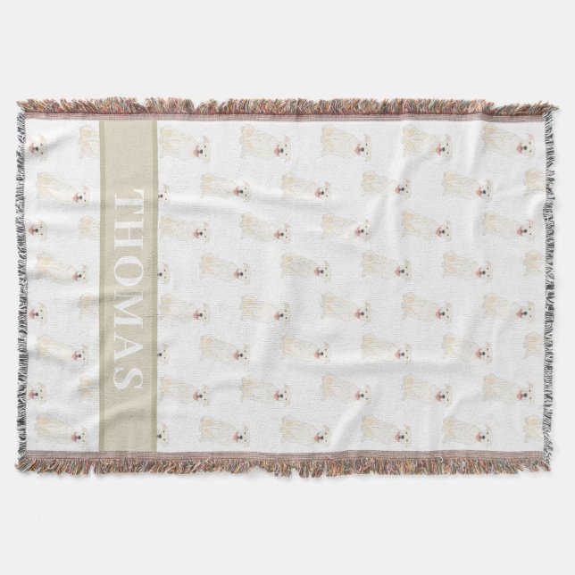 Personalised Pitbull Staffy (White)  Throw Blanket (Front)