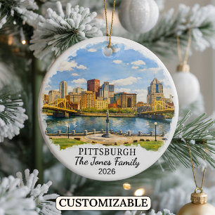 Personalised Pittsburgh, Custom Pennsylvania Ceramic Tree Decoration