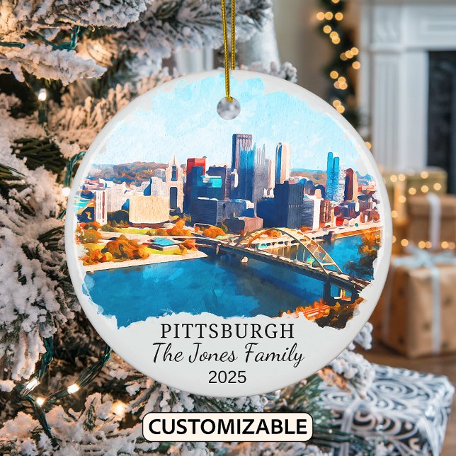 Personalised Pittsburgh Ornament, Kansas Gift Ceramic Tree Decoration (Creator Uploaded)