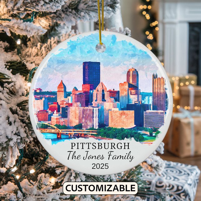Personalised Pittsburgh Ornament, Pennsylvania Ceramic Tree Decoration (Creator Uploaded)