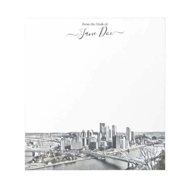 Personalised Pittsburgh Skyline Notepad (Front)