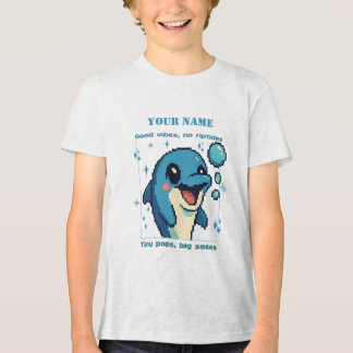 Personalised Pixel Dolphin T-Shirt — Custom Name 8 Tri-Blend Shirt