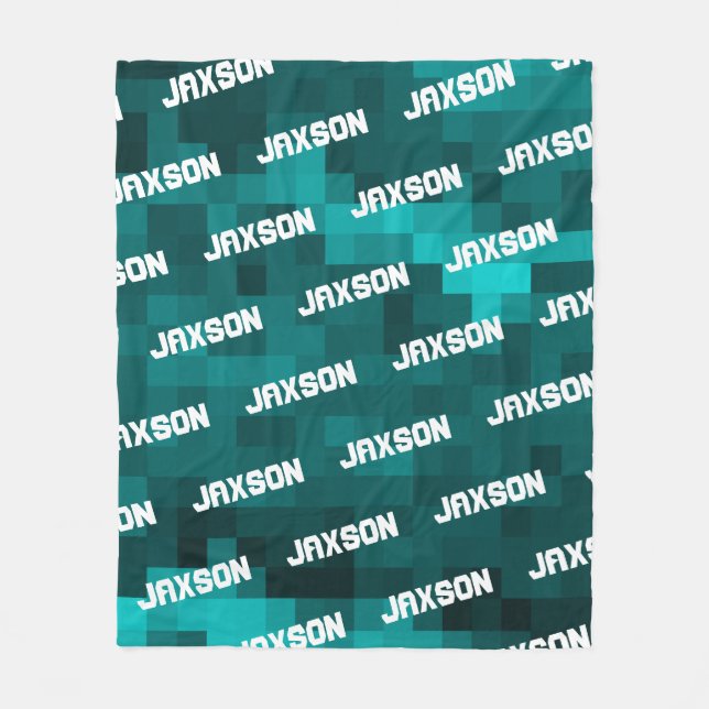 Personalised Pixelated Pattern Boys Fleece Blanket (Front)