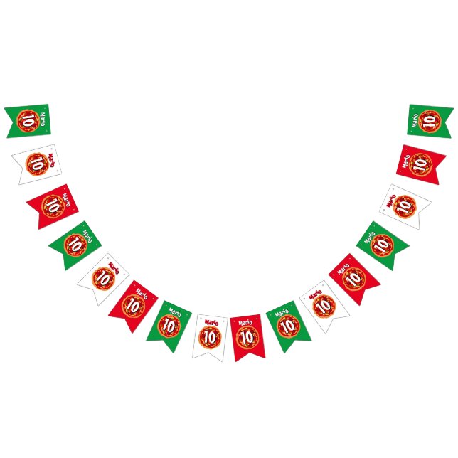 Personalised pizza Birthday party bunting flags (All)