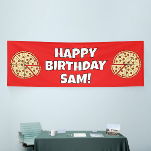Personalised Pizza Happy Birthday Banner