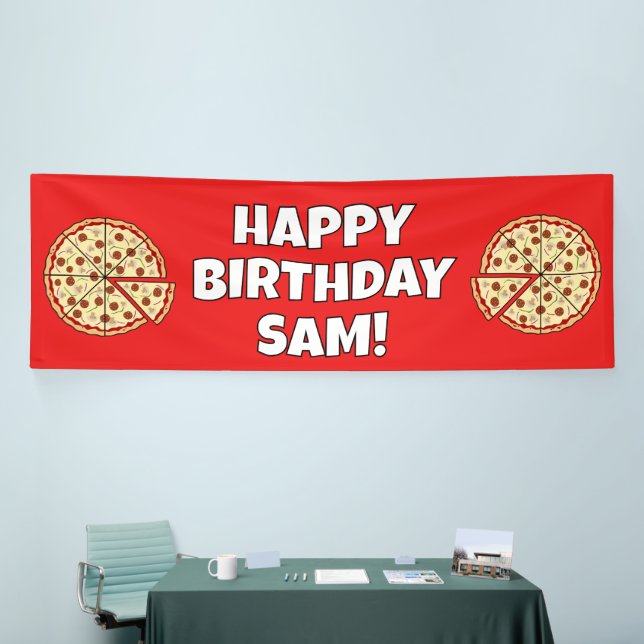 Personalised Pizza Happy Birthday Banner (Tradeshow)