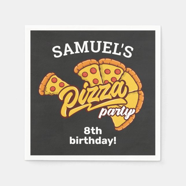 Personalised Pizza Palace Birthday Party, Any Age Napkin (Front)