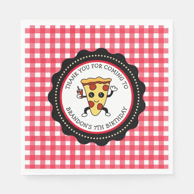 Personalised Pizza Party Birthday Paper  Napkin (Front)