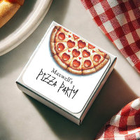 Personalised Pizza Party Birthday Stickers