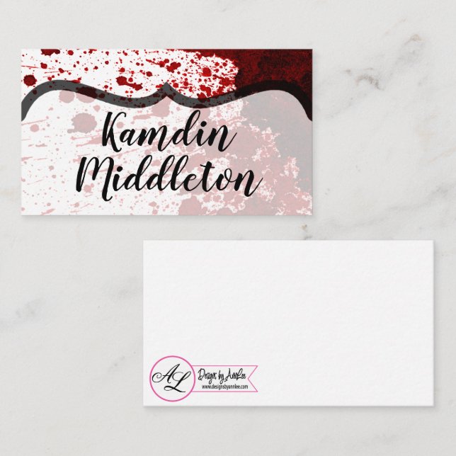 Personalised Place Cards Blood Splatter Vampire Go (Front/Back)