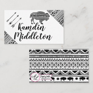 Personalised Place Cards Boho Buffalo Tribal Patte