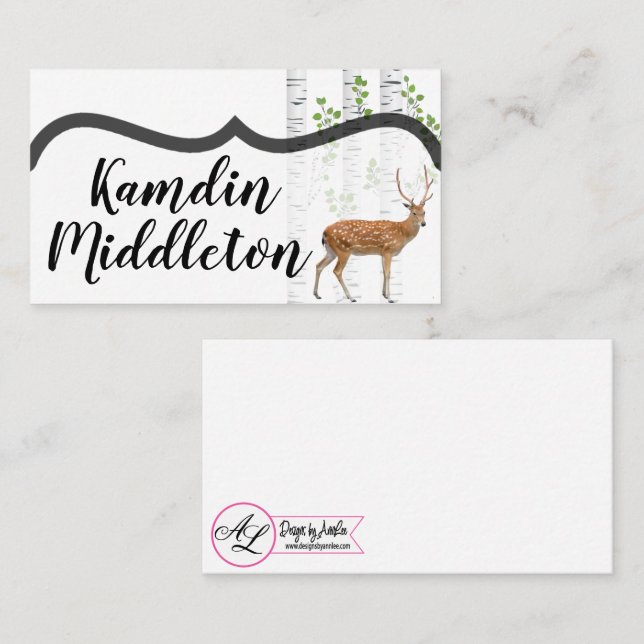 Personalised Place Cards Deer Doe Buck Woodland Hu (Front/Back)