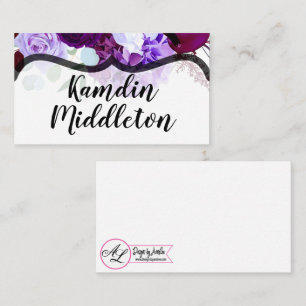 Personalised Place Cards Lavender Hibiscus on Whit