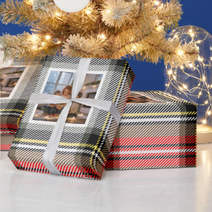 Personalised Plaid Christmas Photo Wrapping Paper
