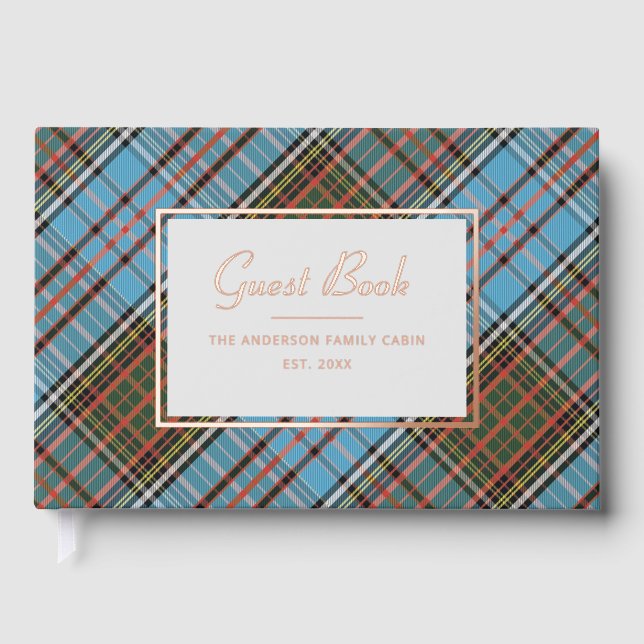 Personalised Plaid Clan Anderson Elegant Tartan Guest Book (Front)