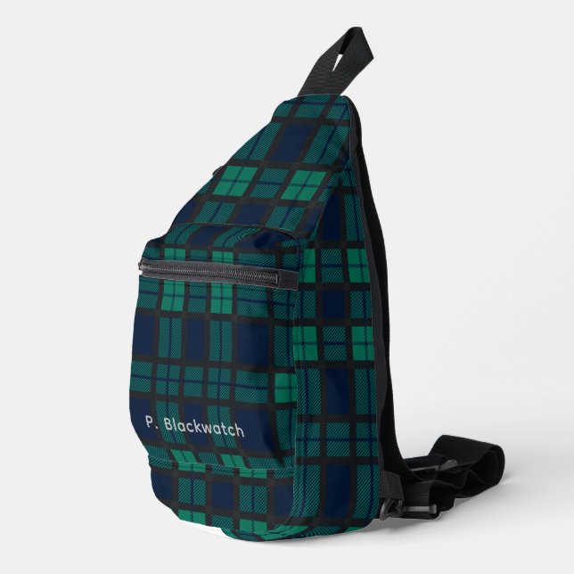 Personalised Plaid Clan Black Watch Tartan Custom Sling Bag (Right Corner)