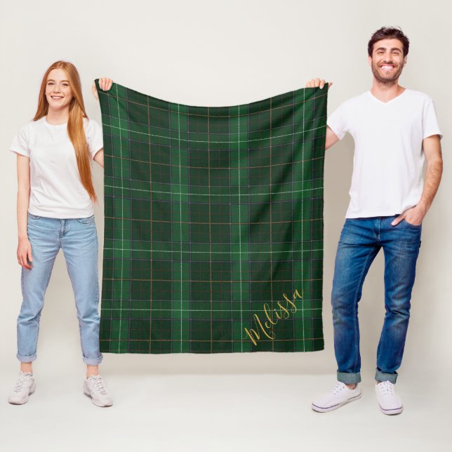 Personalised Plaid Clan Walsh Tartan Fleece Blanket (In Situ)