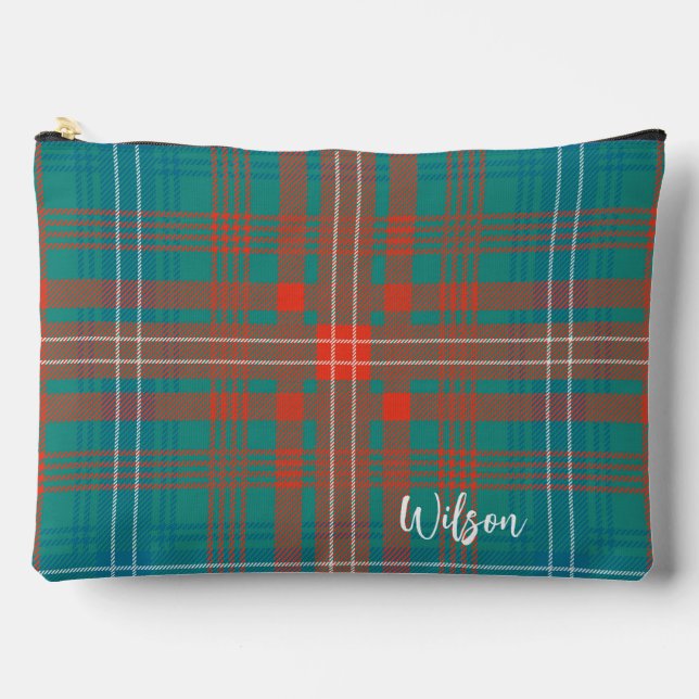 Personalised Plaid Classic Rustic Wilson Tartan Accessory Pouch (Front)