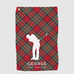 Personalised Plaid Club Name Rustic Stewart Tartan Golf Towel