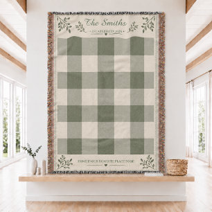 Personalised Plaid Couples Woven Throw Blanket
