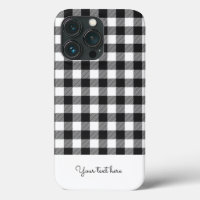 Personalised Plaid Gingham Black White Monogram