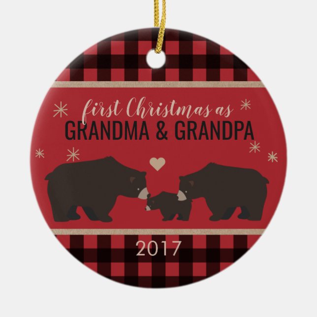 Personalised Plaid Grandparent's Ornament (Front)