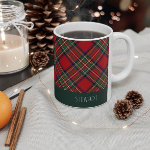Personalised Plaid Holiday Rustic Stewart Tartan Coffee Mug