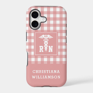 Personalised Plaid Pattern RN Registered Nurse