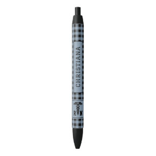 Personalised Plaid Pattern RN Registered Nurse Black Ink Pen