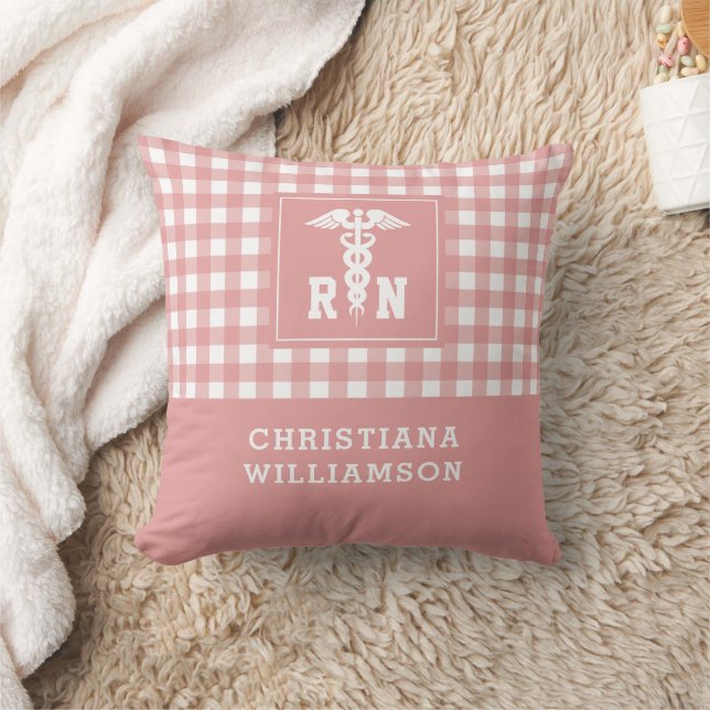 Personalised Plaid Pattern RN Registered Nurse Cushion (Blanket)