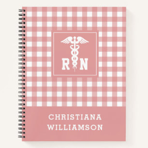 Personalised Plaid Pattern RN Registered Nurse Notebook