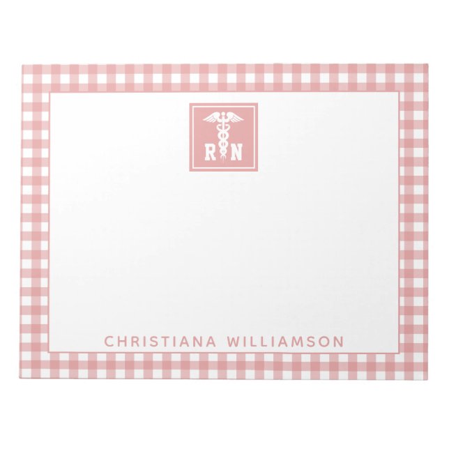 Personalised Plaid Pattern RN Registered Nurse Notepad (Front)